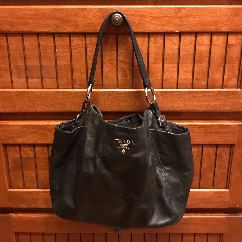 Authentic Prada black leather handbag